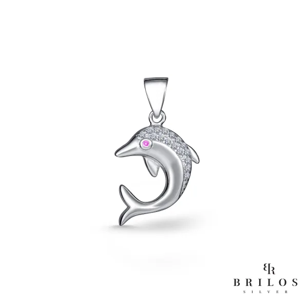 Srebrni privjesak Shiny Dolphin s bijelim cirkonima