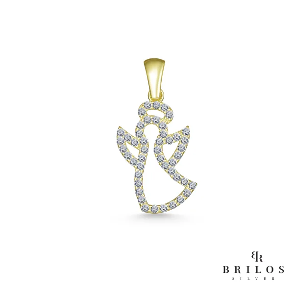 Srebrni privjesak Dazzling Angel s bijelim cirkonima i 18 kt pozlatom