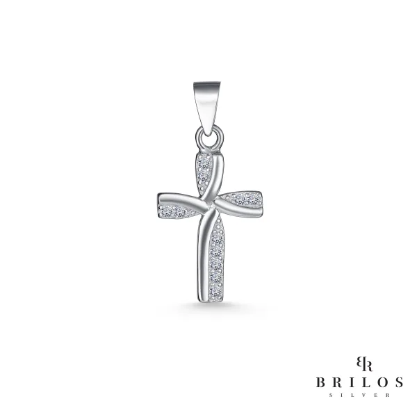Srebrni privjesak Heavenly Cross s bijelim cirkonima