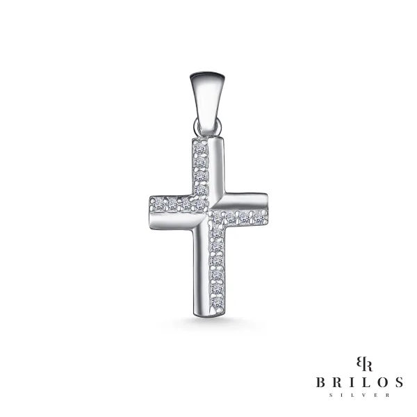 Srebrni privjesak Sparkle Cross s bijelim cirkonima