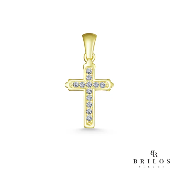 Srebrni privjesak Glimmer Cross s bijelim cirkonima i 18 kt pozlatom