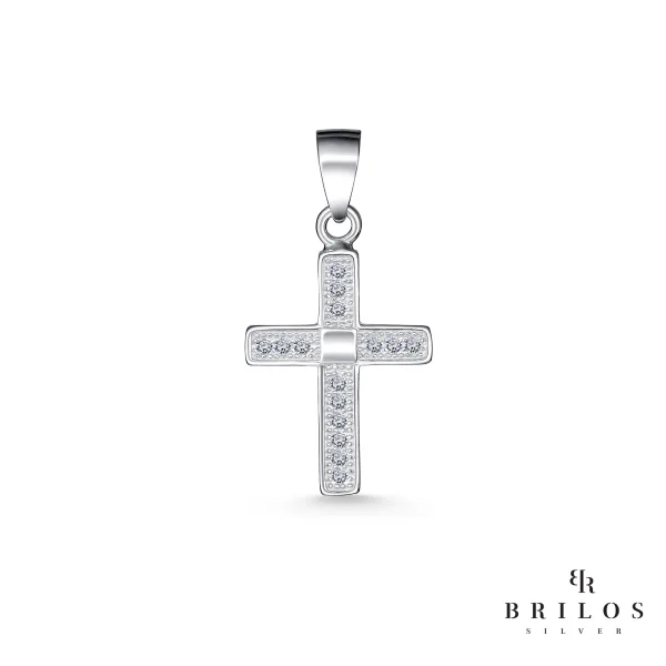 Srebrni privjesak Crystalline Cross s bijelim cirkonima