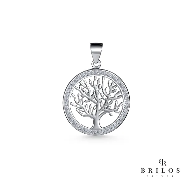 Srebrni privjesak Bright Tree of Life s bijelim cirkonima