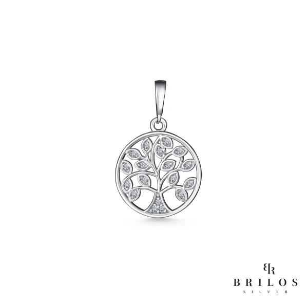 Srebrni privjesak Gently Tree of Life s bijelim cirkonima