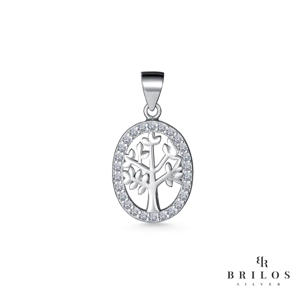 Srebrni privjesak Luminous Tree of Life s bijelim cirkonima
