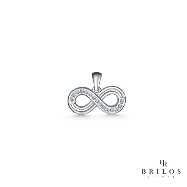 Srebrni privjesak Glossy Infinity s bijelim cirkonima