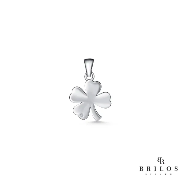Srebrni privjesak Cloverleaf Love s bijelim cirkonima