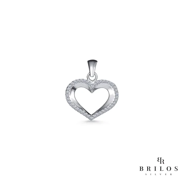 Srebrni privjesak Charming Heart s bijelim cirkonima 