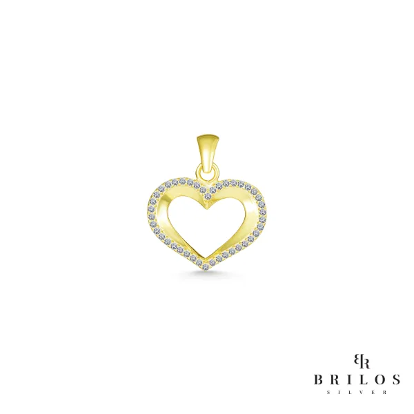 Srebrni privjesak Charming Heart s bijelim cirkonima i 18 kt pozlatom