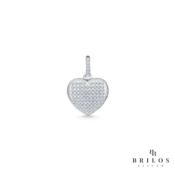 Srebrni privjesak Luxe Heart s bijelim cirkonima 