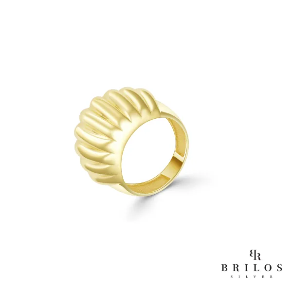 Srebrni prsten Wrinkly s 18 kt pozlatom